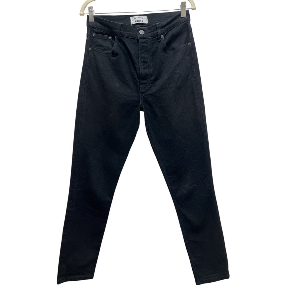 Reformation Women’s  Serena High Skinny Crop Jeans  Black  Stretch Size 28 - Picture 2 of 11